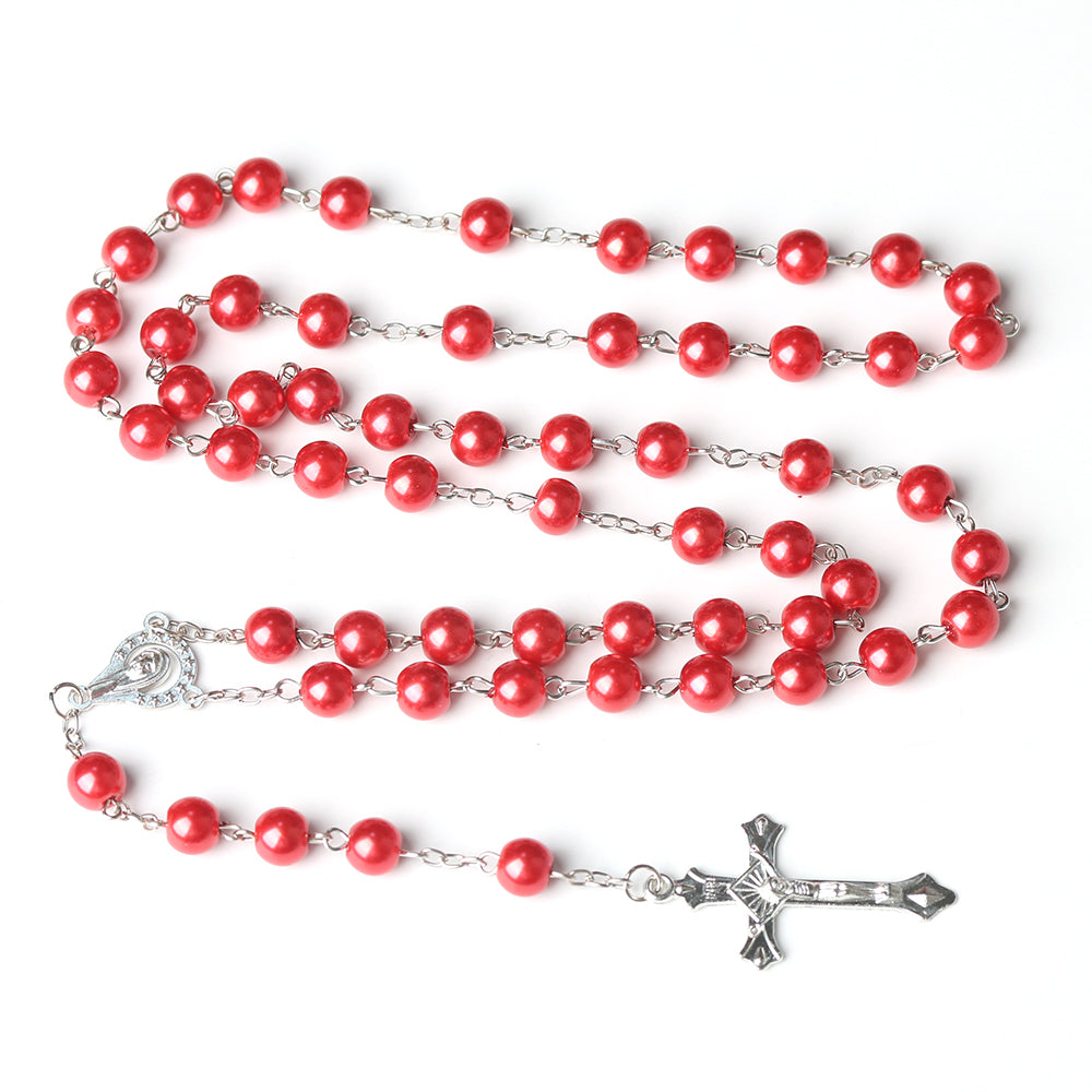 Catholic Rosary Necklace with Cross Pendant Prayer Chain