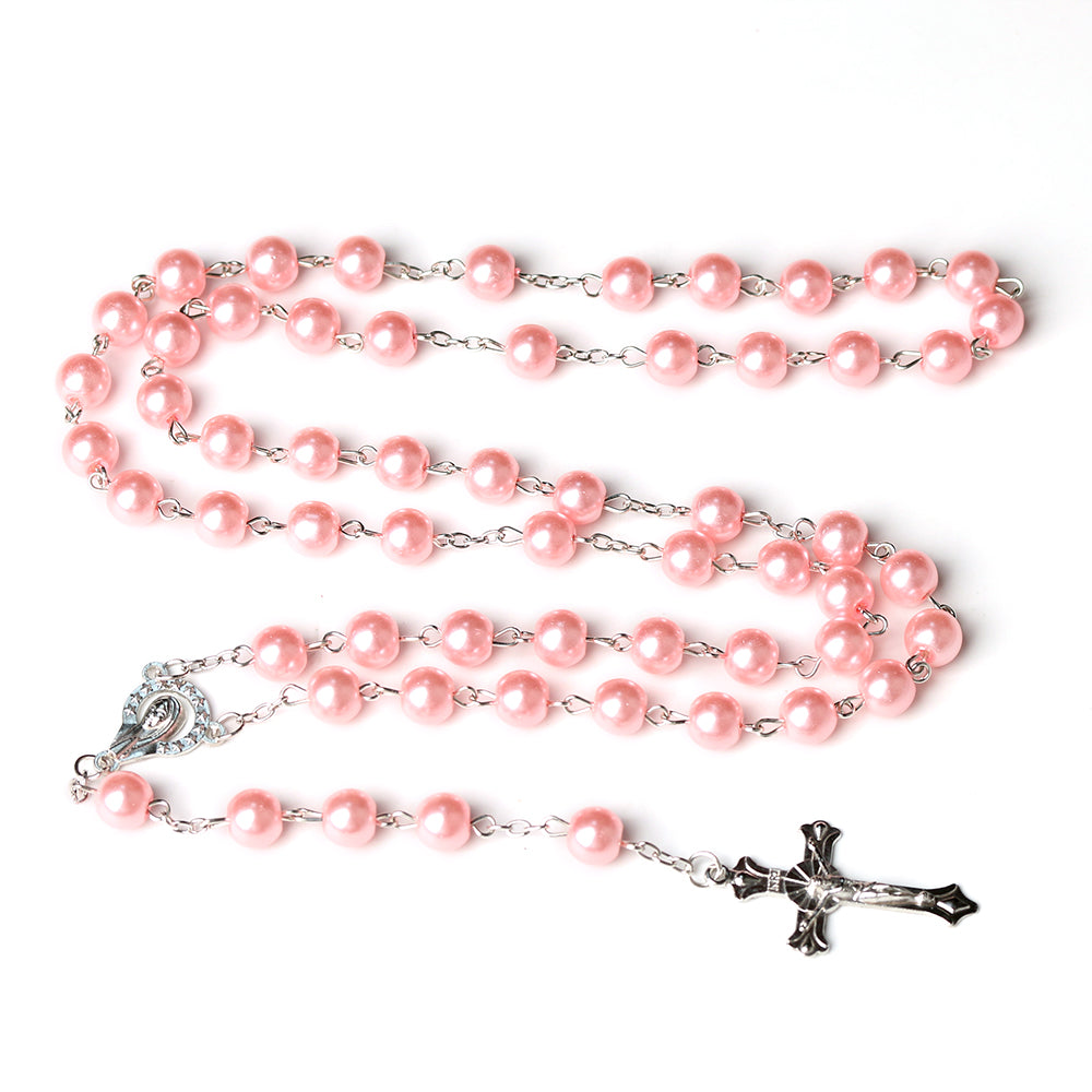 Catholic Rosary Necklace with Cross Pendant Prayer Chain