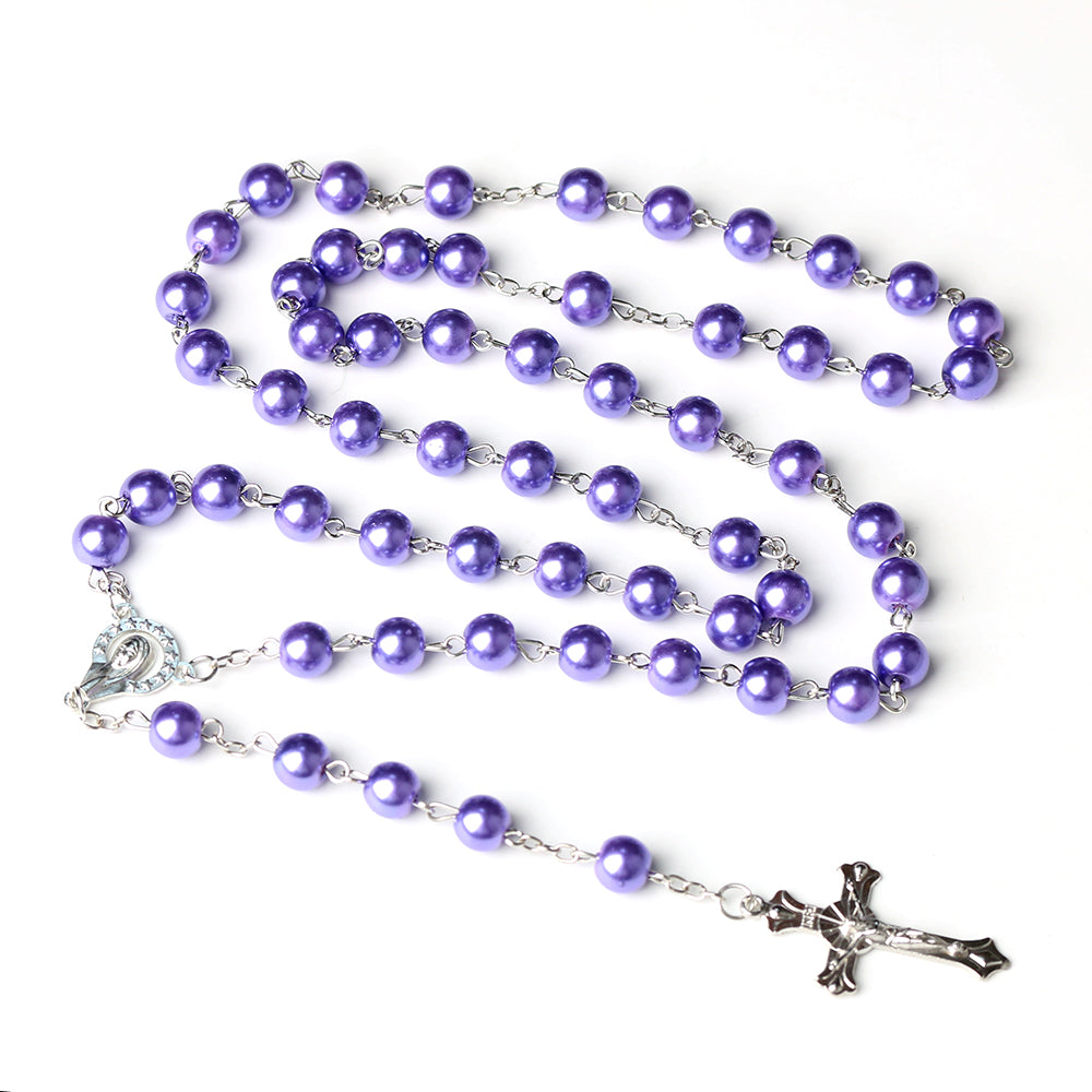 Catholic Rosary Necklace with Cross Pendant Prayer Chain