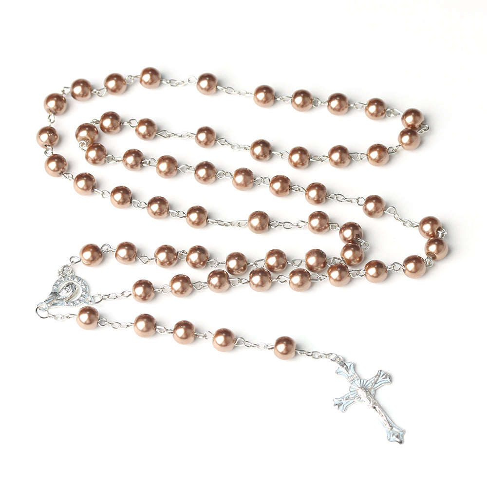 Catholic Rosary Necklace with Cross Pendant Prayer Chain
