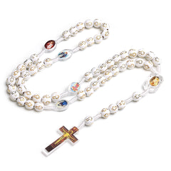 Catholic Rosary Necklace with Cross Pattern Beads & Crucifix