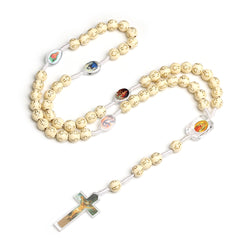 Catholic Rosary Necklace with Cross Pattern Beads & Crucifix