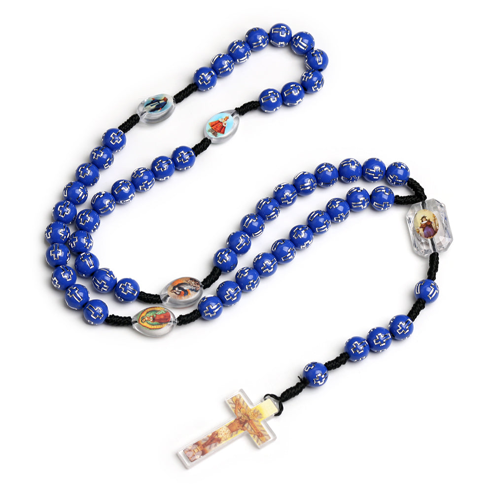 Catholic Rosary Necklace with Cross Pattern Beads & Crucifix
