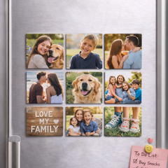 Custom Photo Fridge Magnet Set (9 Pieces) – Personalized Family Picture Magnets