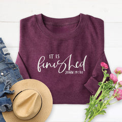 Embroidered It is Finished Sweatshirt