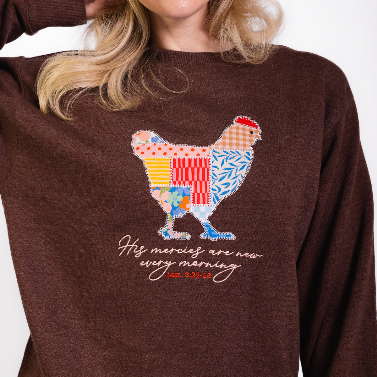 Chicken Patchwork Embellished Crewneck Sweatshirt