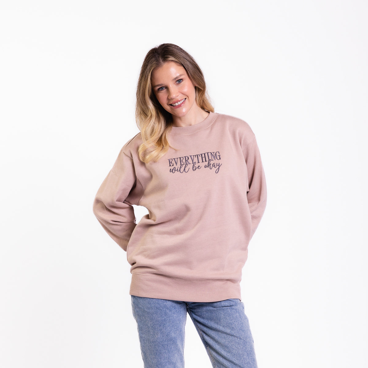 Everything Will Be Okay Embroidered Crewneck Sweatshirt