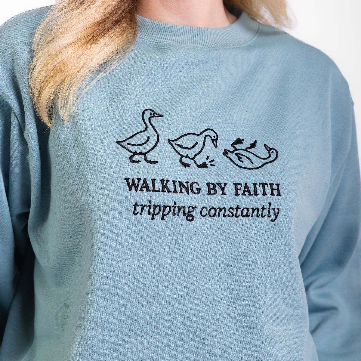 Walking by Faith Embroidered Crewneck Sweatshirt