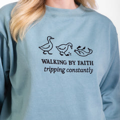 Walking by Faith Embroidered Crewneck Sweatshirt