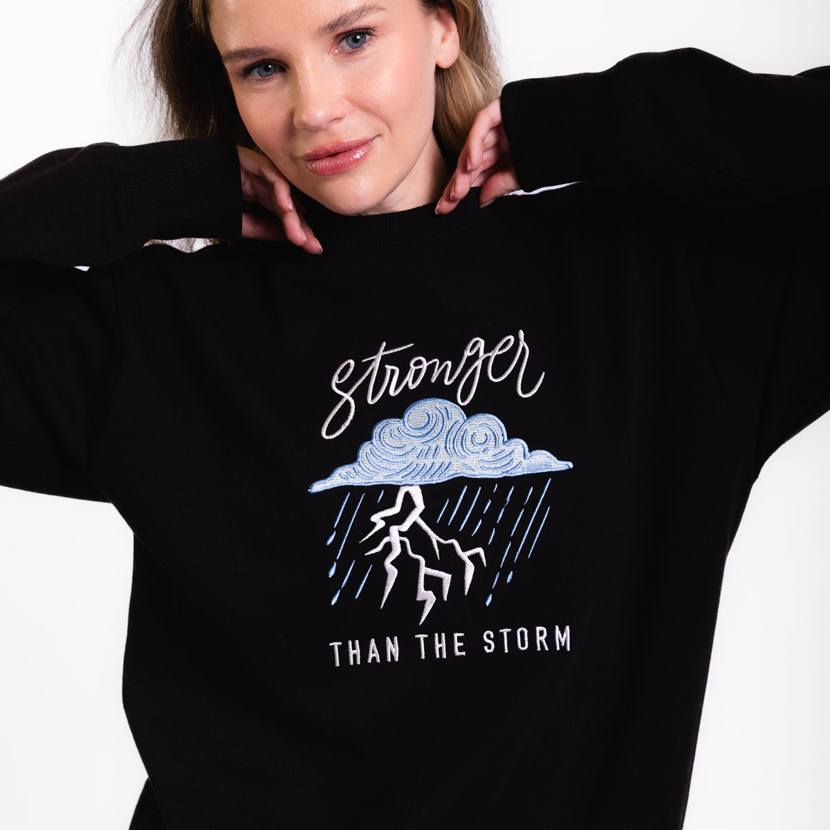 Stronger Cloud Embroidered Crewneck Sweatshirt