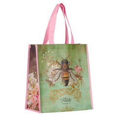 Faith Bee Green Non-Woven Coated Tote Bag - Romans 5:1