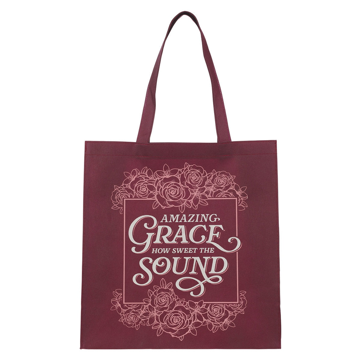 Amazing Grace Burgundy Reusable Non Woven Shopping Tote Bag