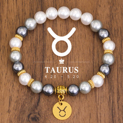12 Zodiac Pearl Bracelet – Astrology Charm Bead Bracelet