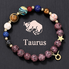 12 Zodiac Galaxy Bracelet – Astrology Planet Bead Bracelet