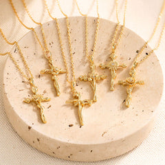 Birth Flower Cross Pendant Necklace