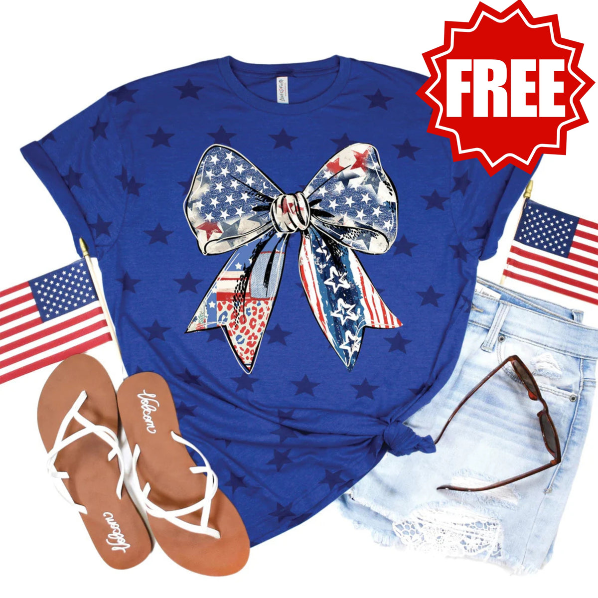 [Faith Deal] Ribbon USA Flag Tee