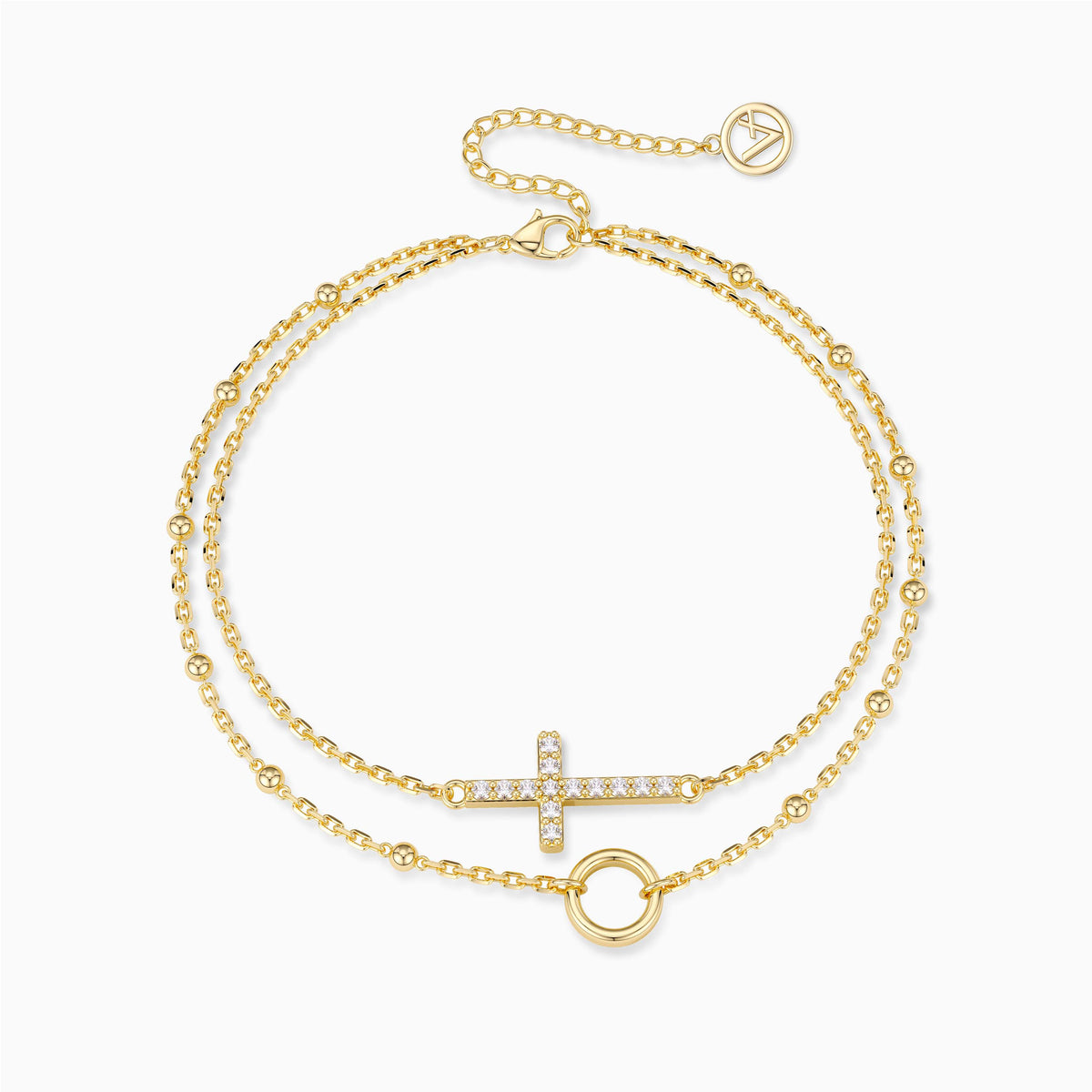 Gold Vermeil Layered Cross Bracelet