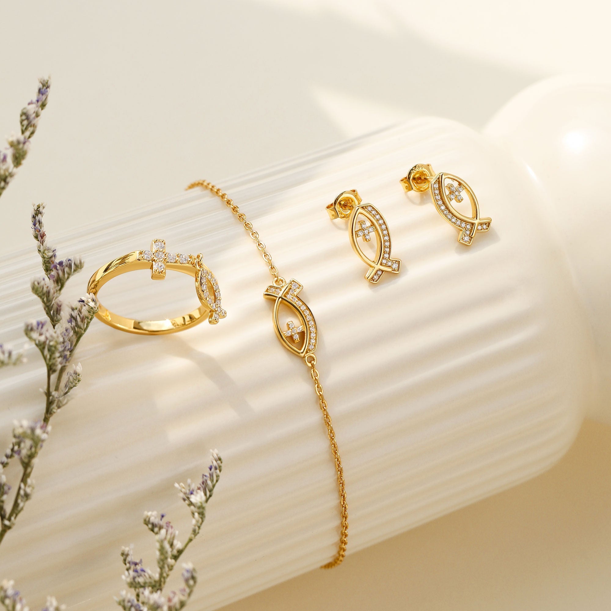 Anchor of Faith Ichthys Stud Earrings