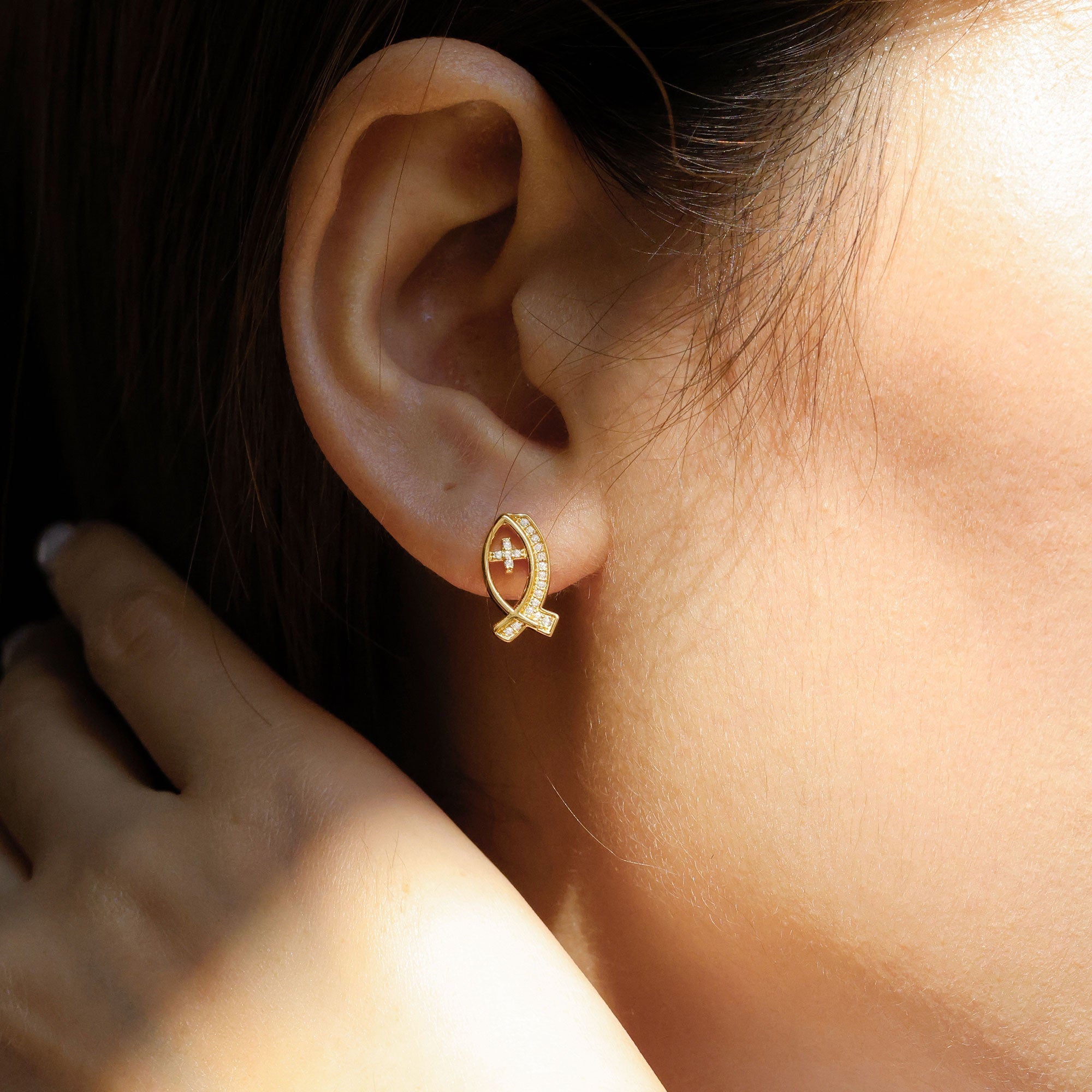 Anchor of Faith Ichthys Stud Earrings