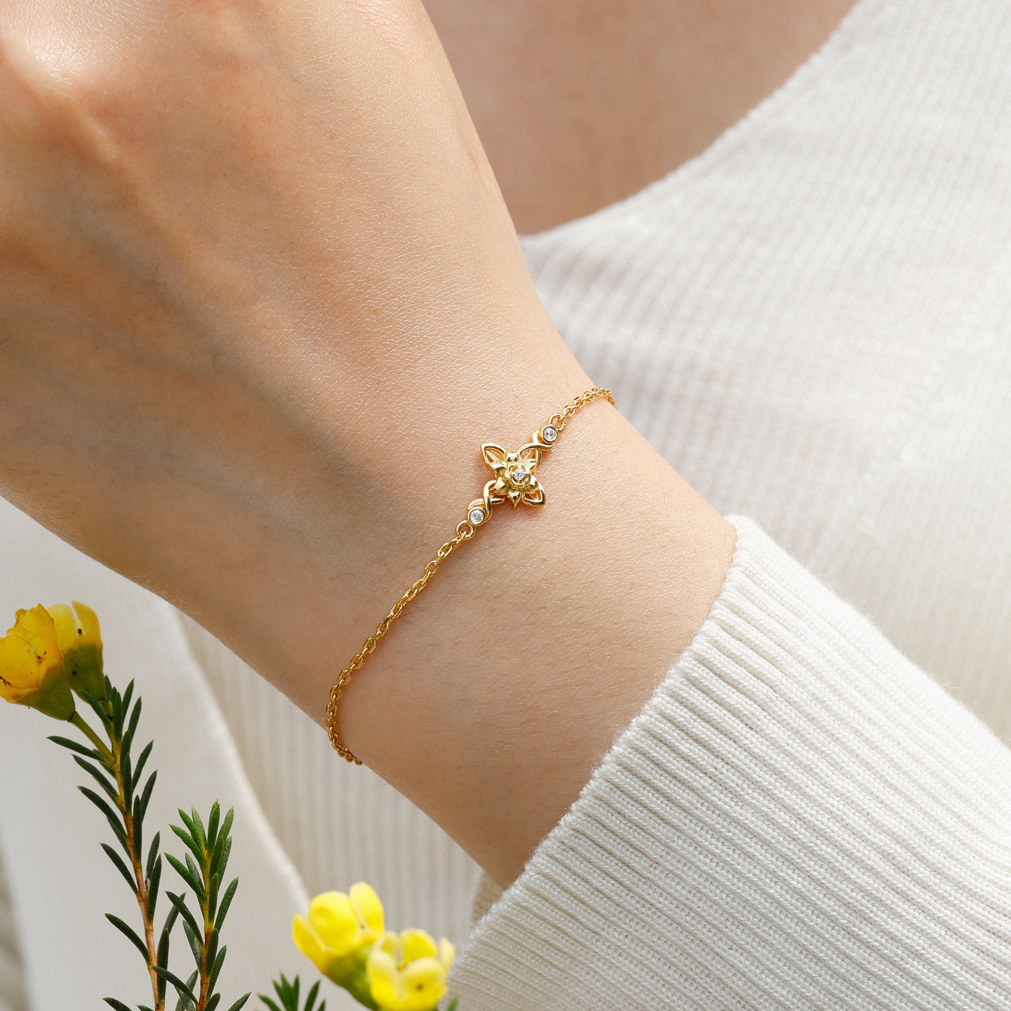 Floral Cross March Daffodils Bracelet