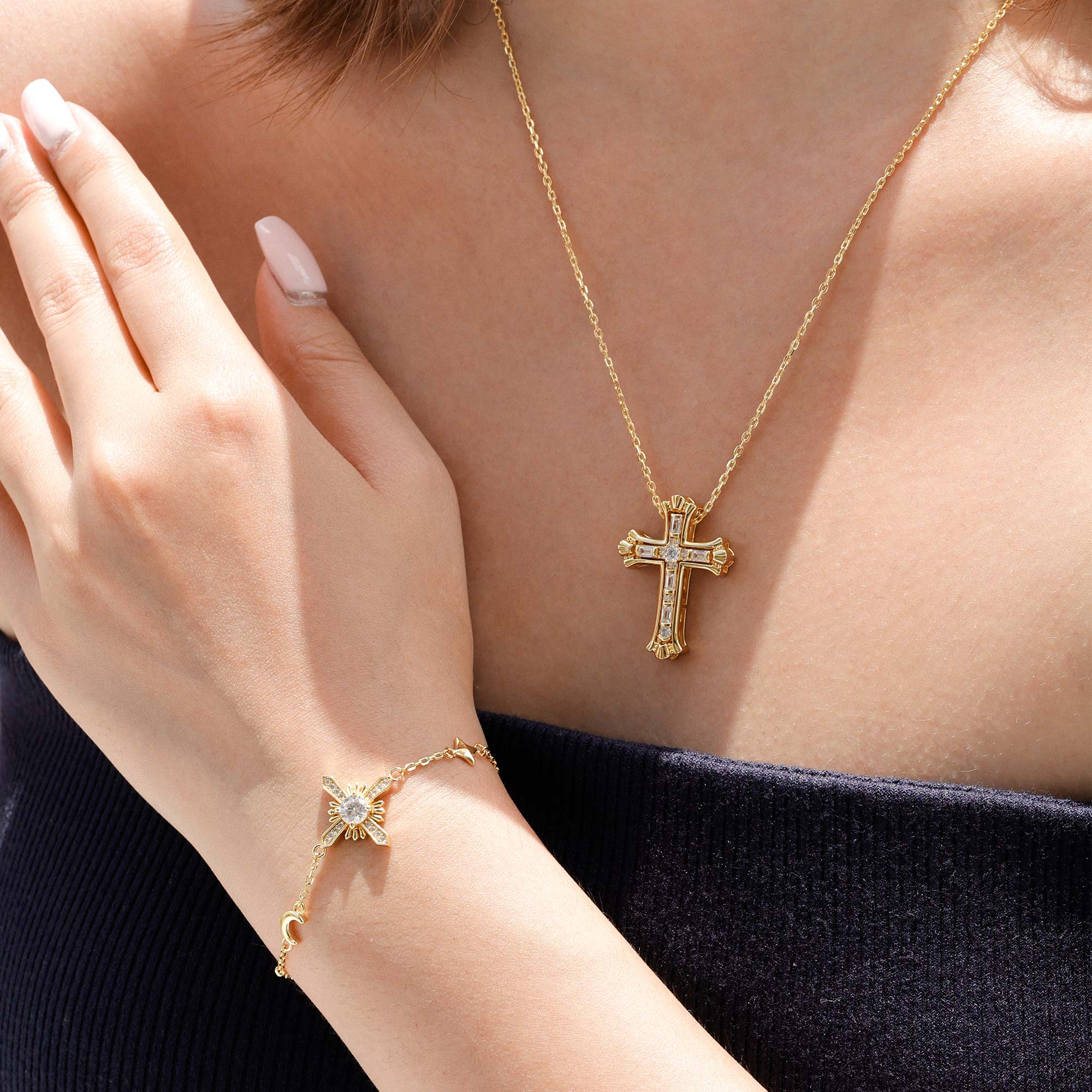 Celestial Trinity Cross Bracelet