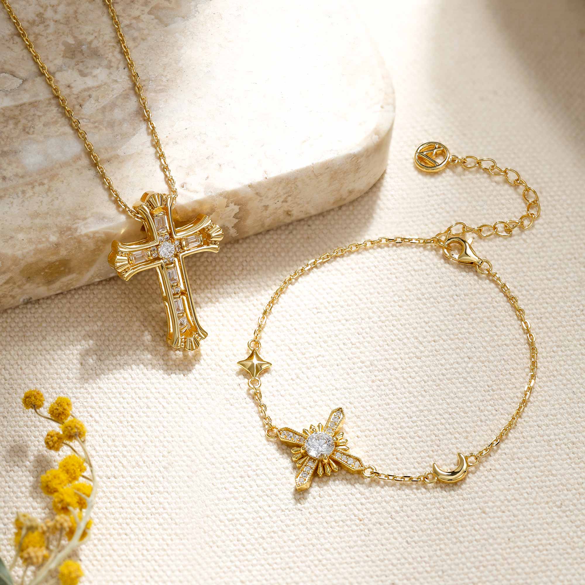 Celestial Trinity Cross Bracelet