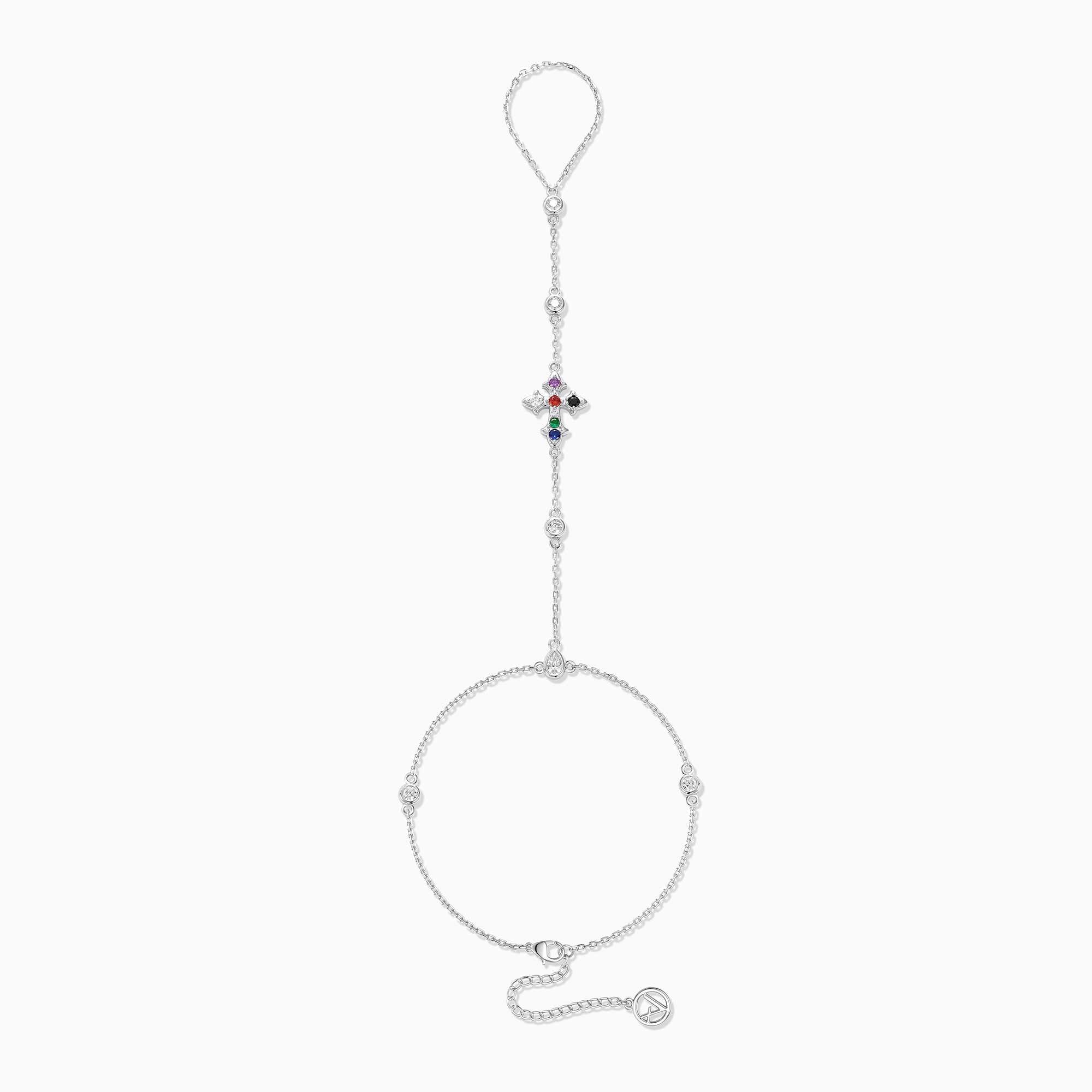 Seven Lights Fleur-de-Lis Cross Hand Chain