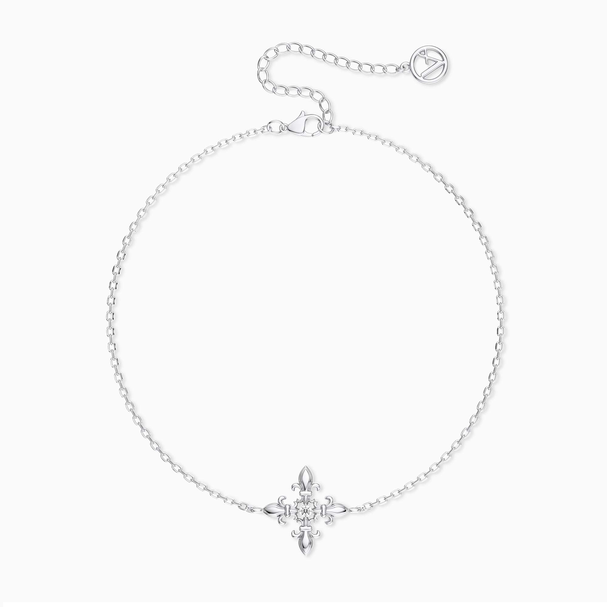 Divine Bloom Fleur-de-Lis Cross Bracelet