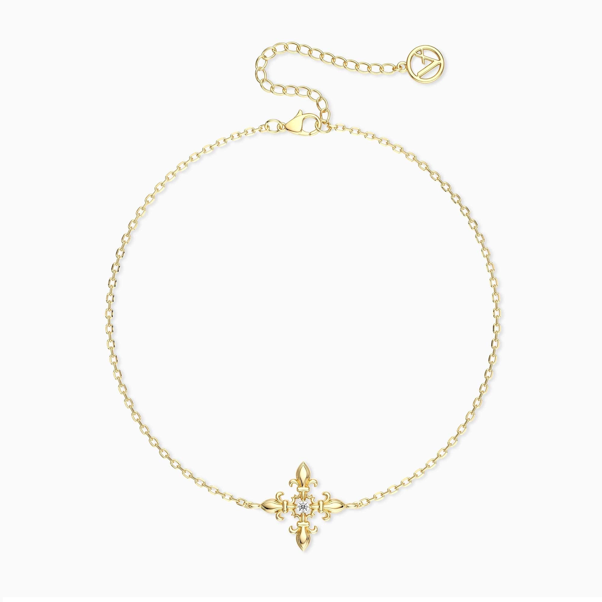 Divine Bloom Fleur-de-Lis Cross Bracelet