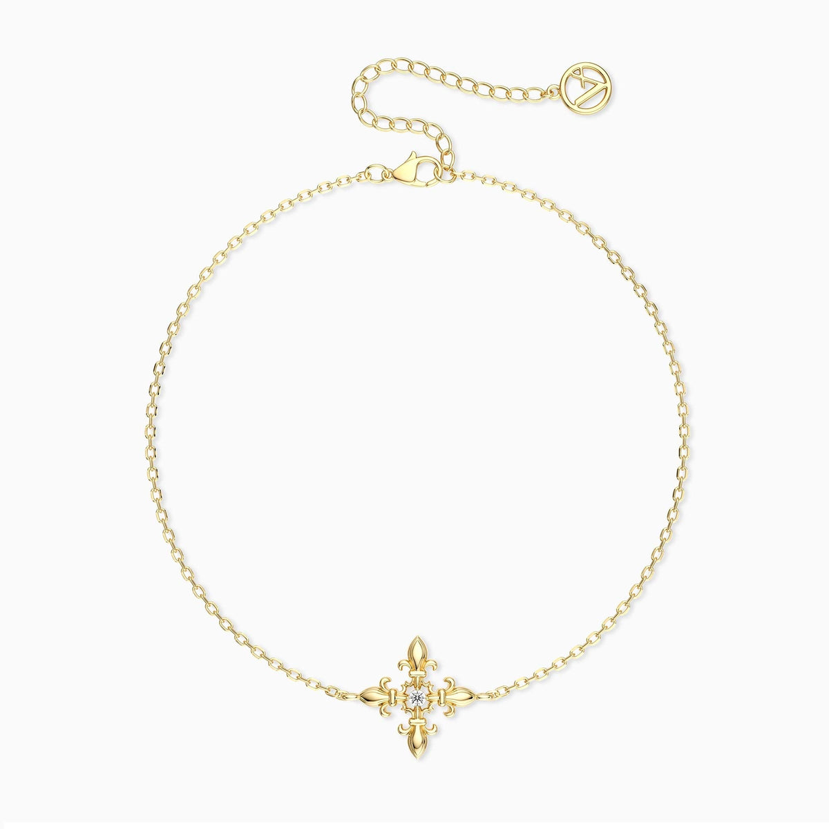 Divine Bloom Fleur-de-Lis Cross Bracelet
