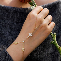 Byzantine Cross Rose June Birth Flower Hand Chain