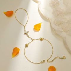 Byzantine Cross Rose June Birth Flower Hand Chain