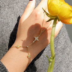 Byzantine Cross Poppy August Birth Flower Hand Chain