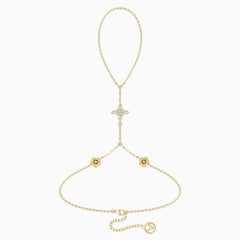 Byzantine Cross Morning Glory September Birth Flower Hand Chain
