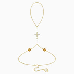 Byzantine Cross Marigold October Birth Flower Hand Chain