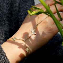 Byzantine Cross Sunflower November Birth Flower Hand Chain