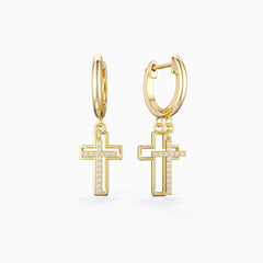Cutout Double Cross Earrings