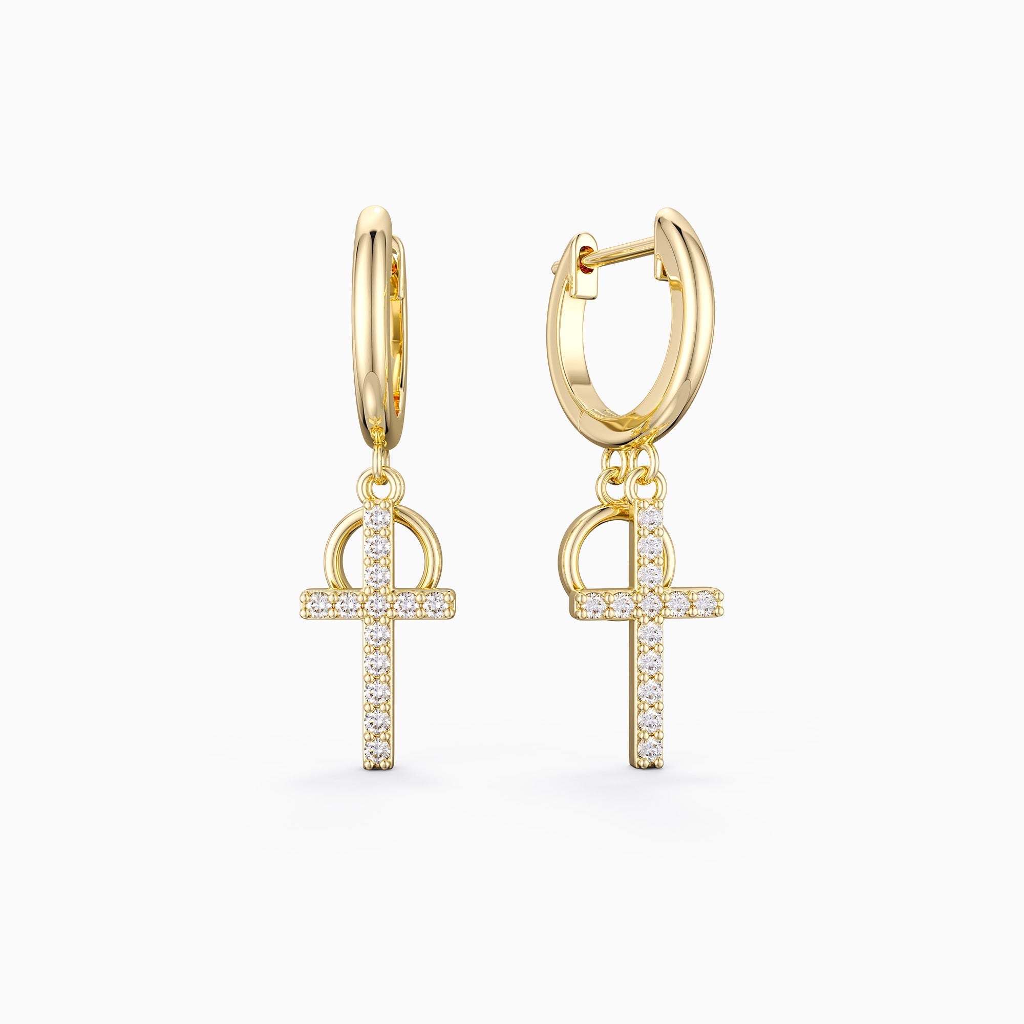 Gold Layered Circle Cross Earrings