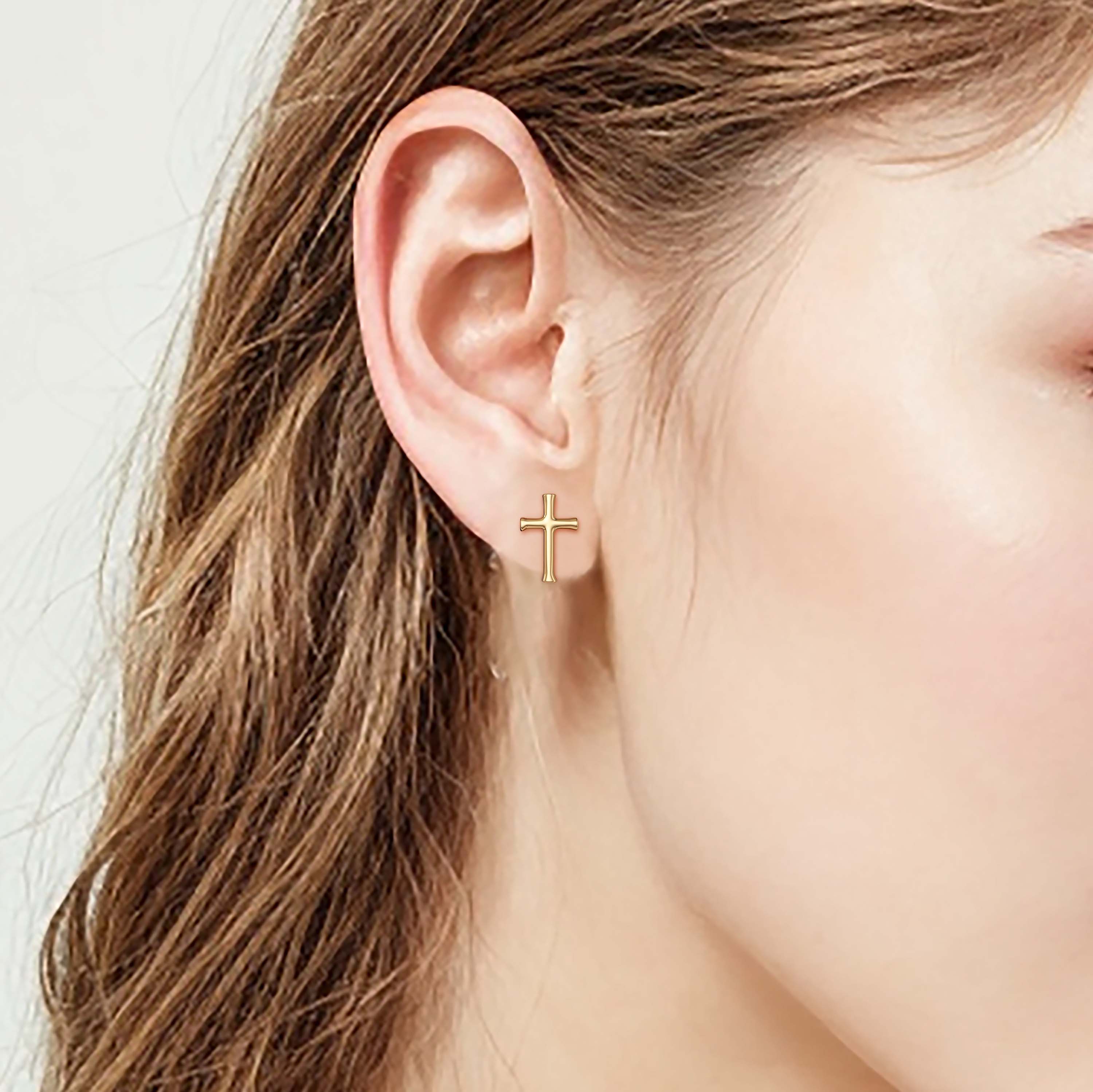 Crown of Thorns Cross Stud Earrings