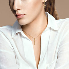 Cord Cross Dangle Earrings