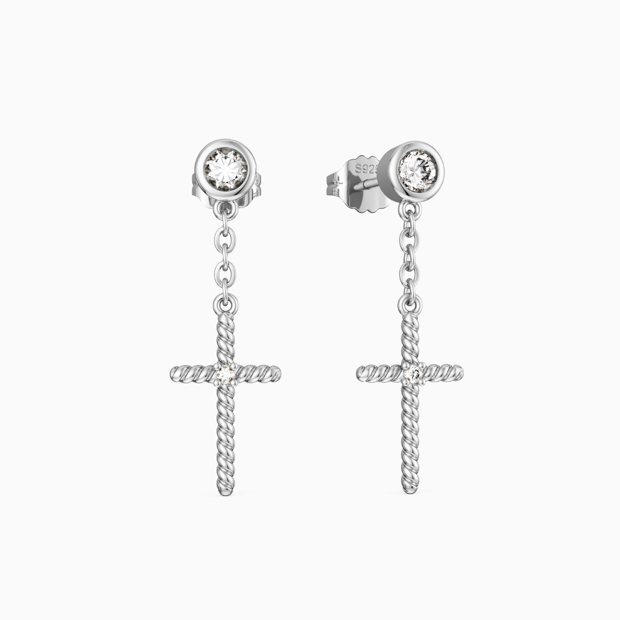 Cord Cross Dangle Earrings