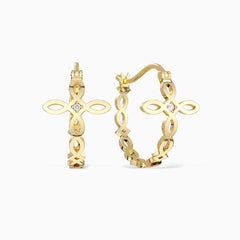 Divine Harmony Ichthys Cross Faith Protection Hoop Earrings