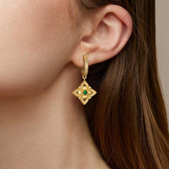 Lucky Radiance Clover Charm Milgrain Hoop Earrings