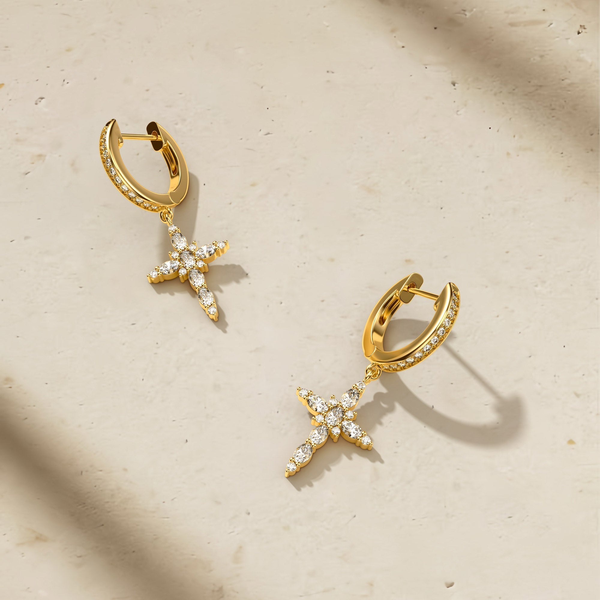 Byzantine Cross Amulet Huggie Hoop Earrings