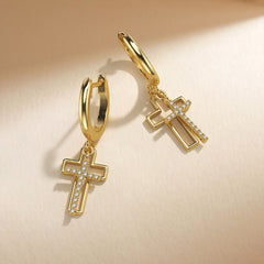 Cutout Double Cross Earrings