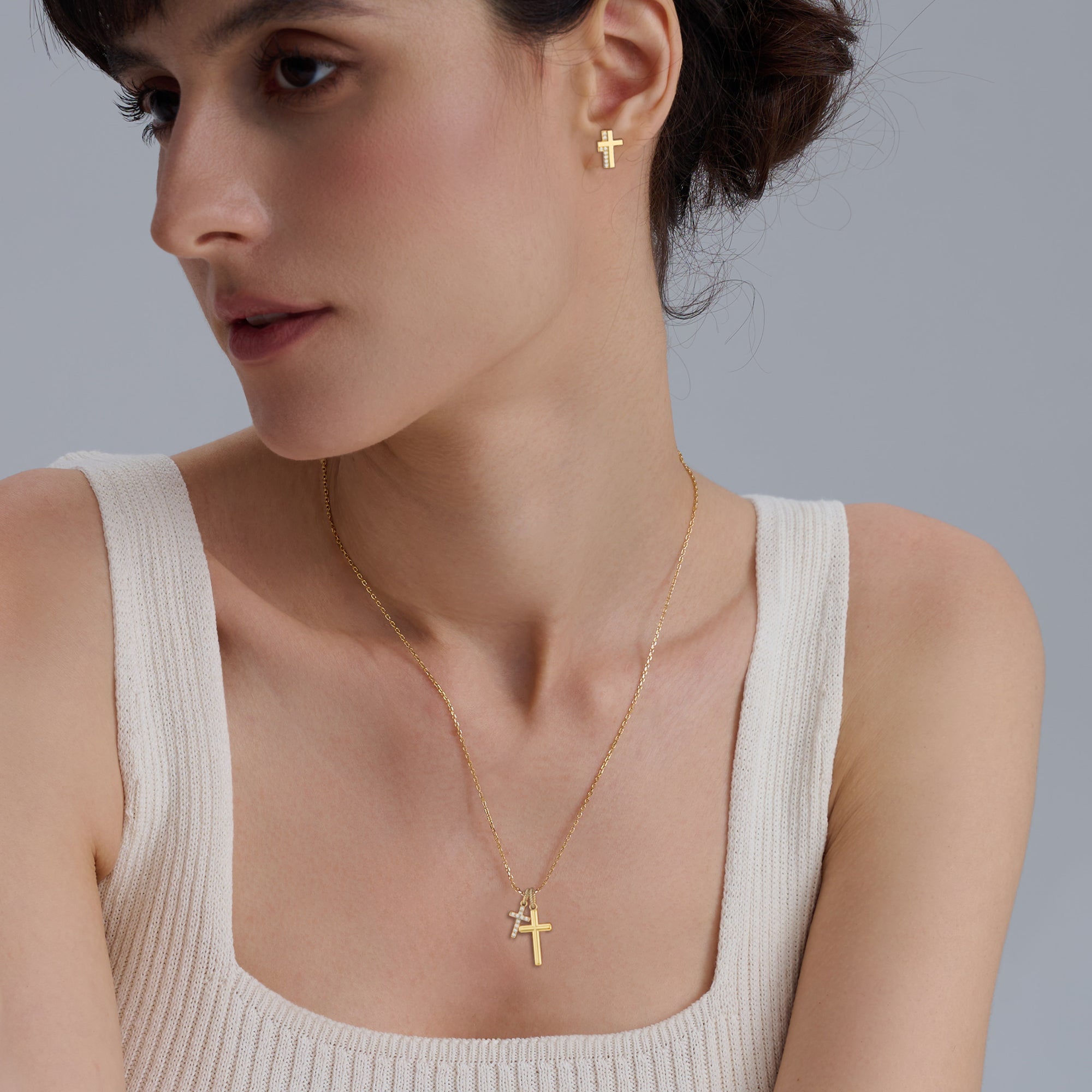 Cross Sparkle Stud Earrings