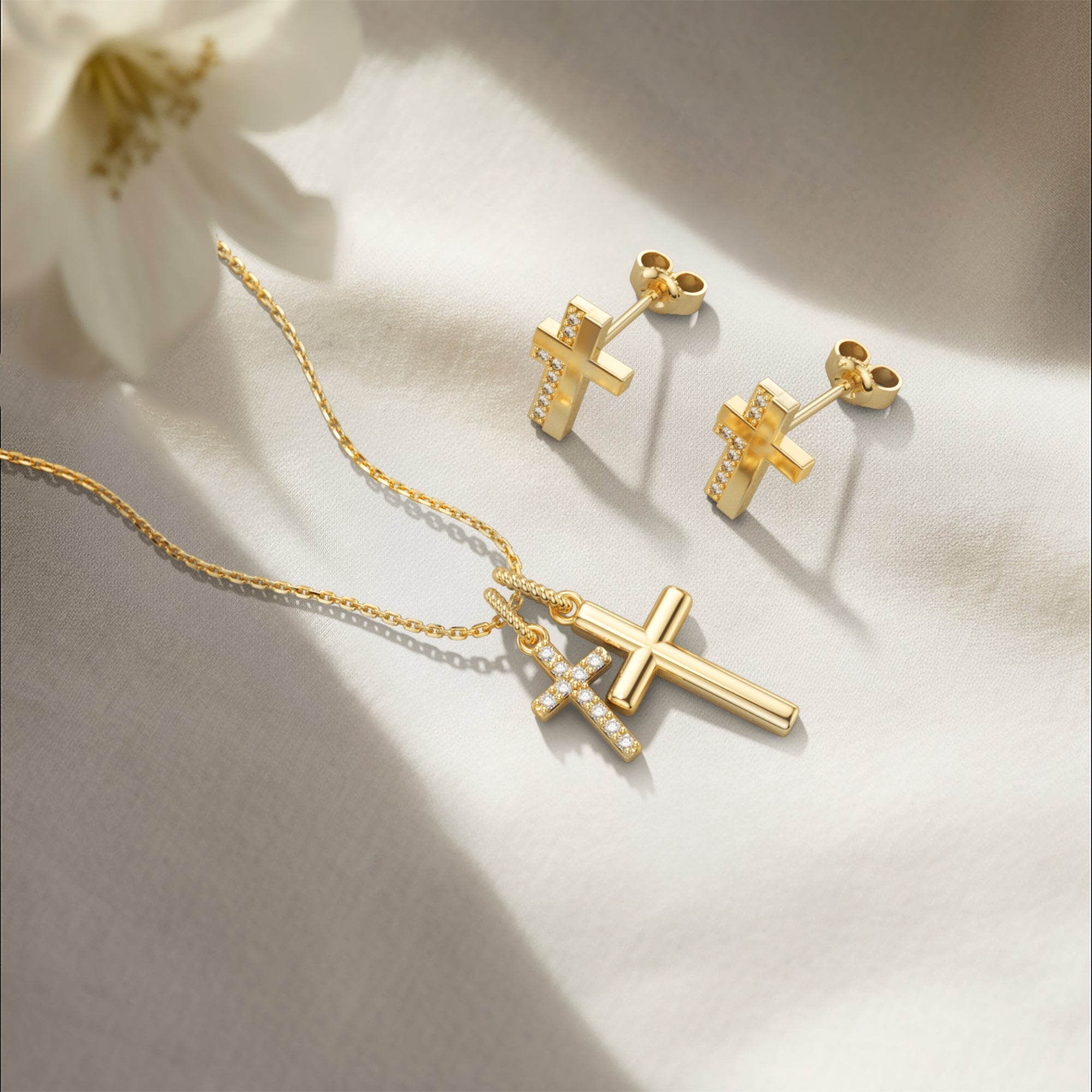 Cross Sparkle Stud Earrings