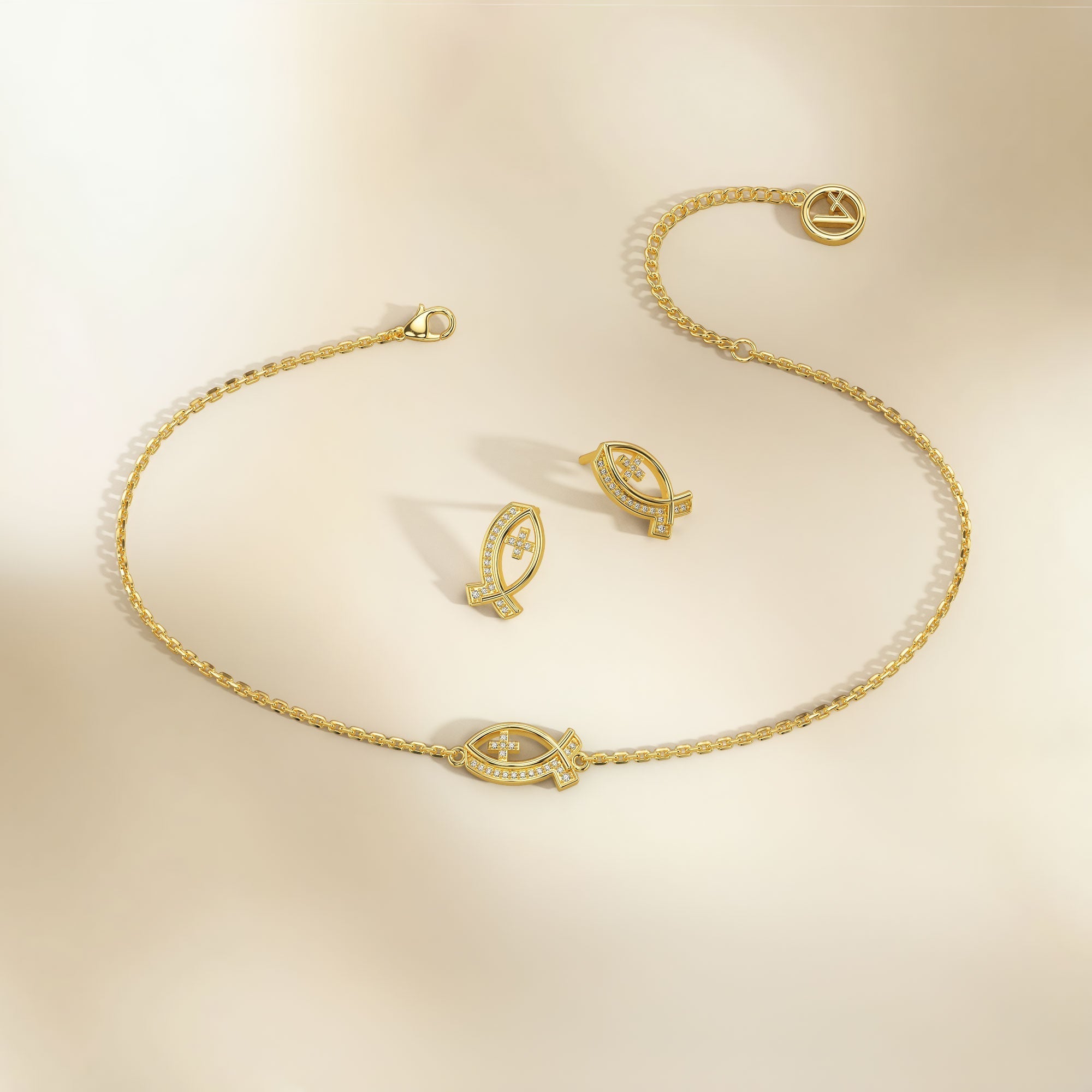 Anchor of Faith Ichthys Stud Earrings