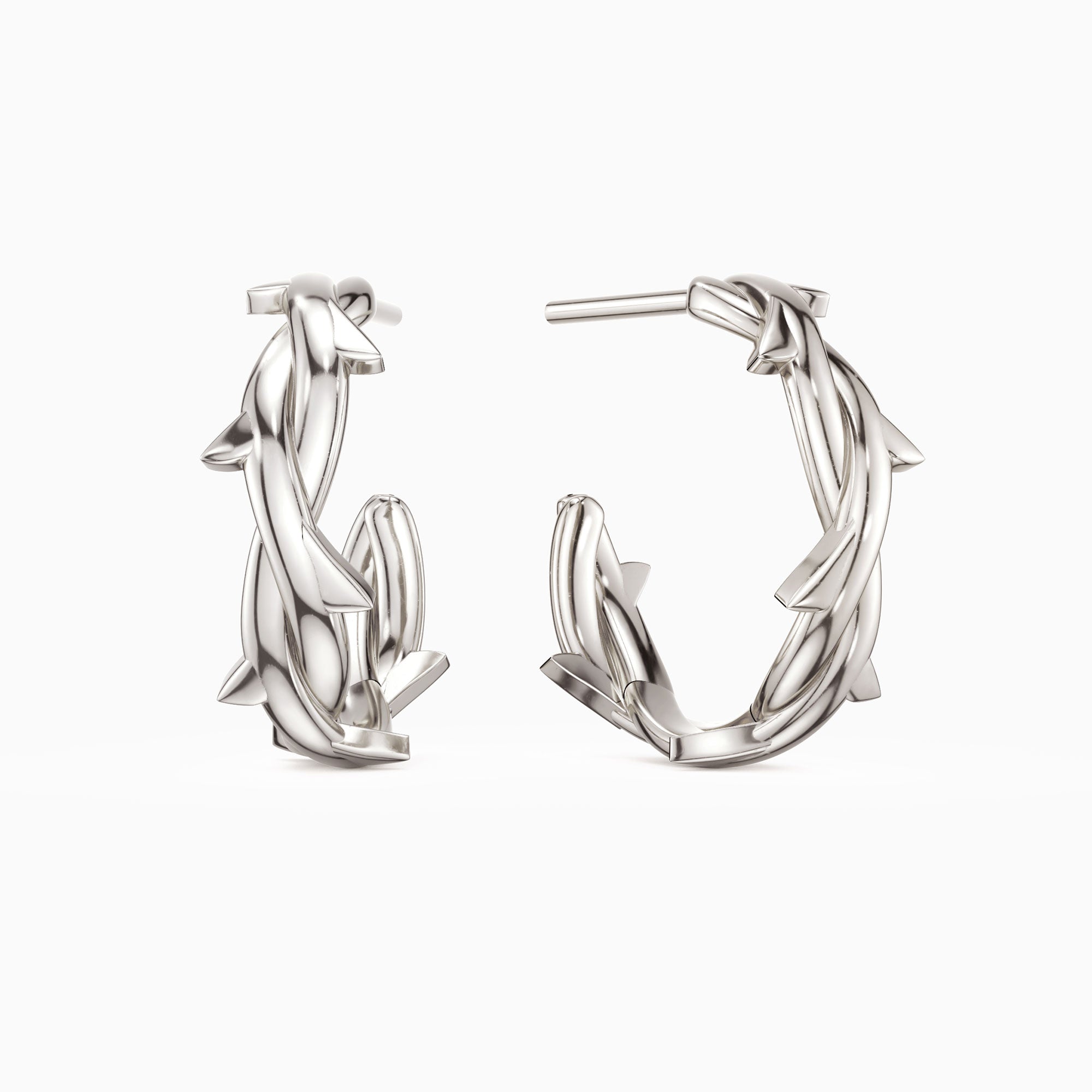 Thorned Half Hoop Stud Earrings