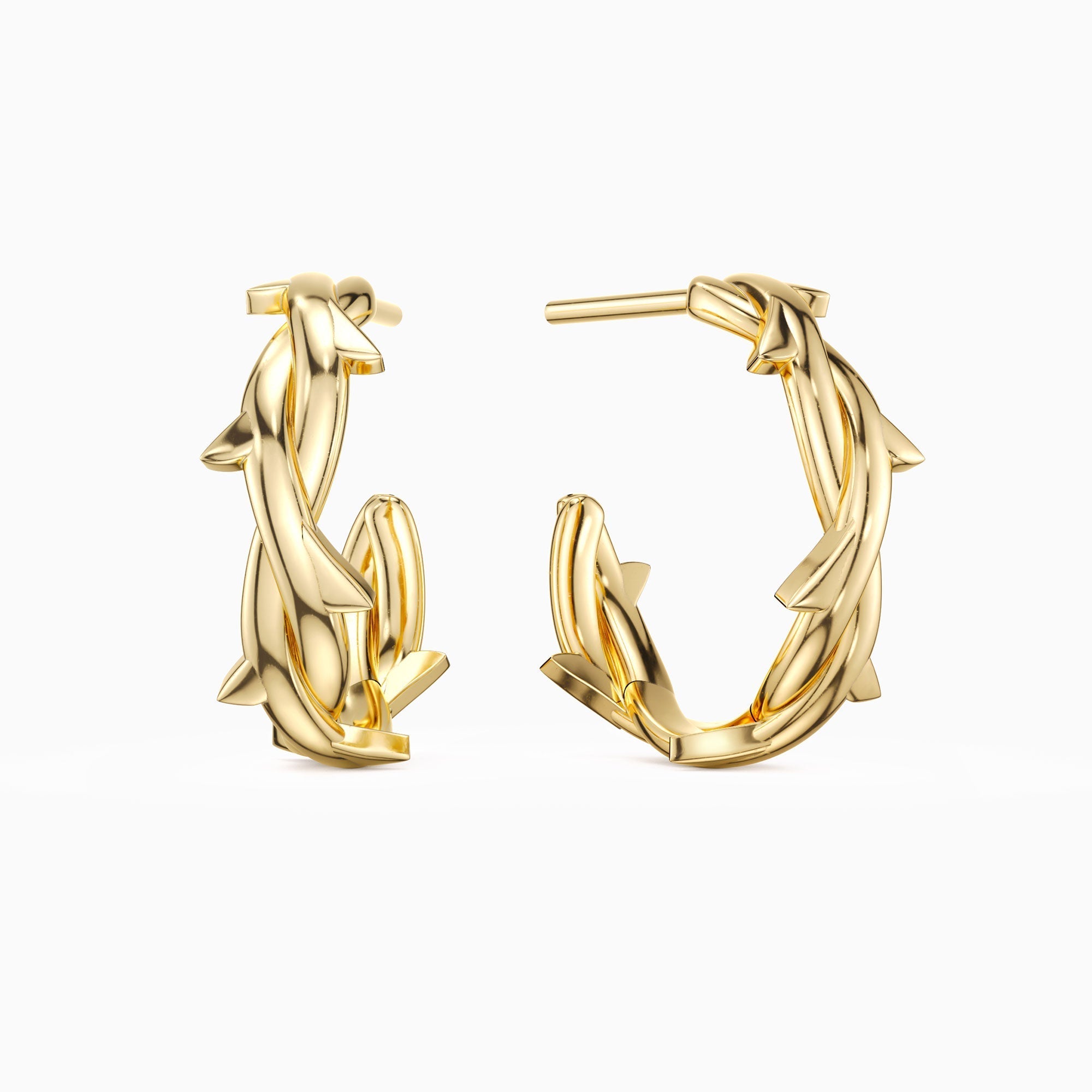 Thorned Half Hoop Stud Earrings